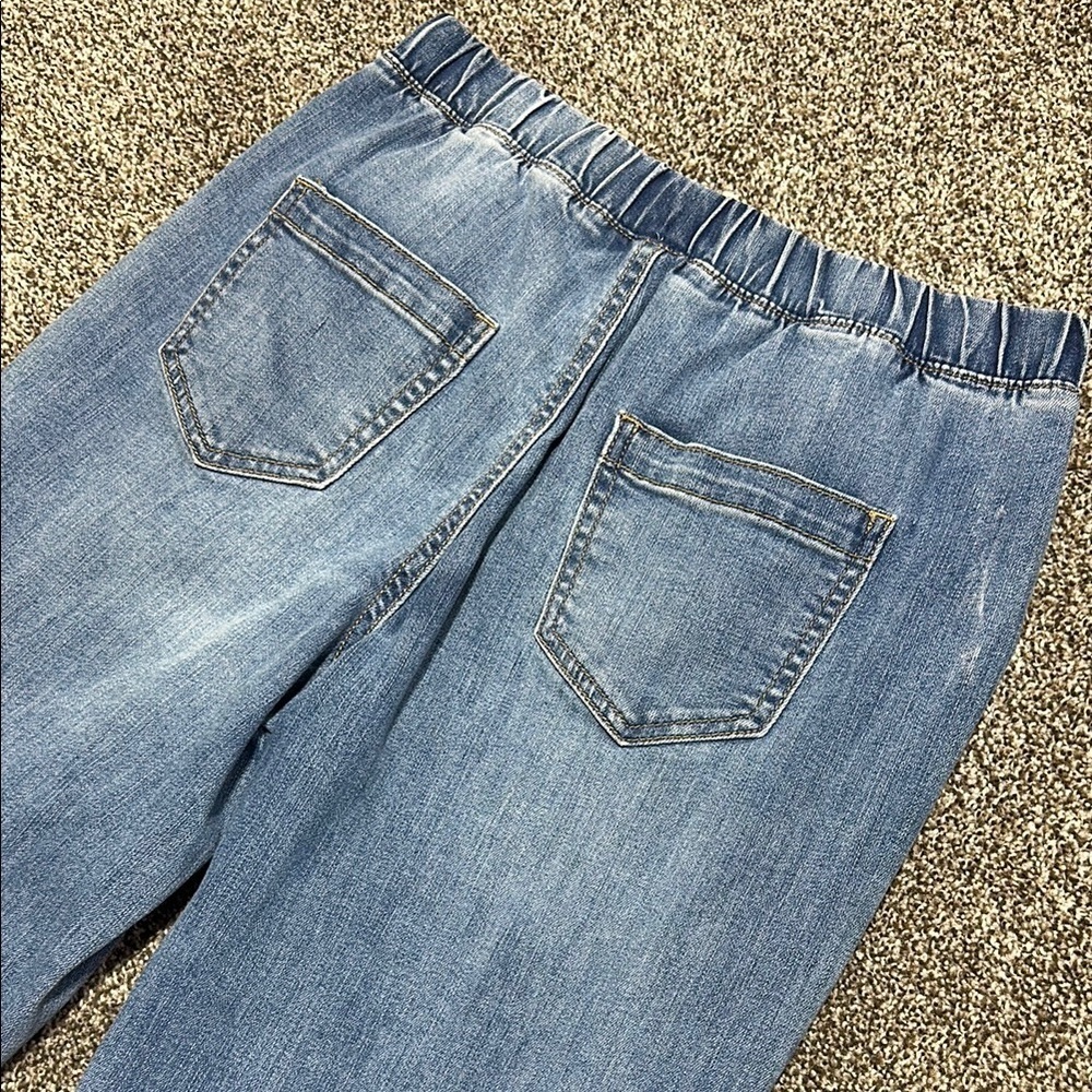 Rewash Blue Ankle Cropped Jeans with Distressed Details SMALL drawstring waist - Picture 14 of 14